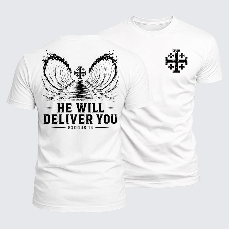 Luxe Mercerized Cotton Tee - He Will Deliver You Exodus 14