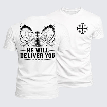 Luxe Mercerized Cotton Tee - He Will Deliver You Exodus 14