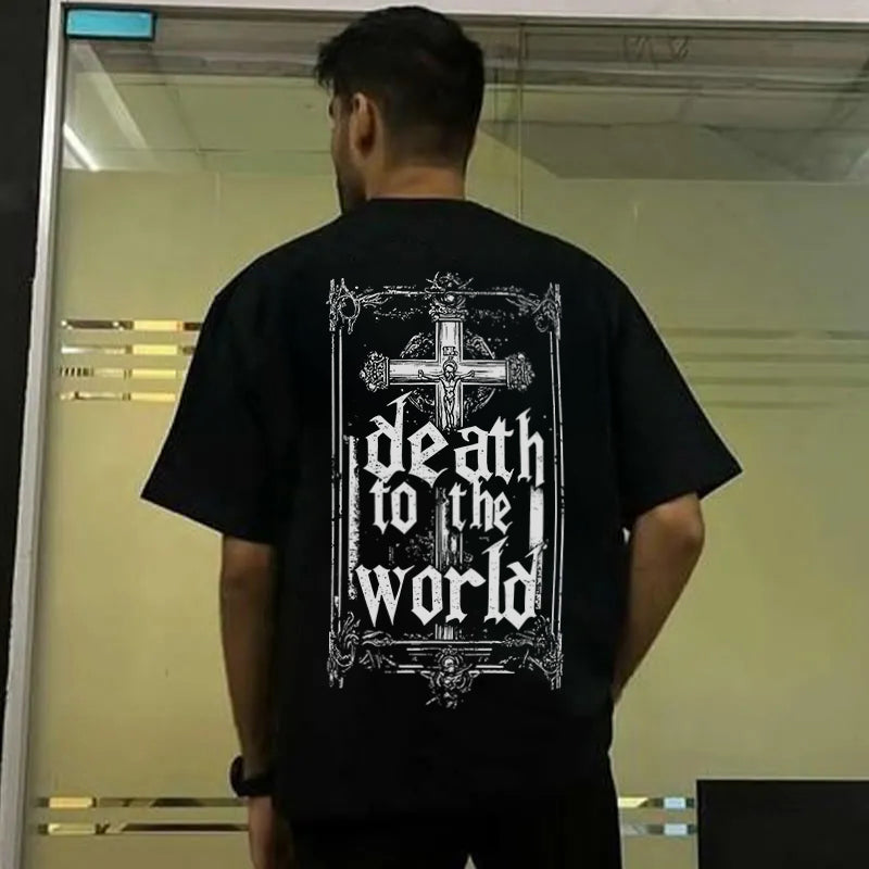 Death To The World Vintage Cross Printed Men's T-shirt