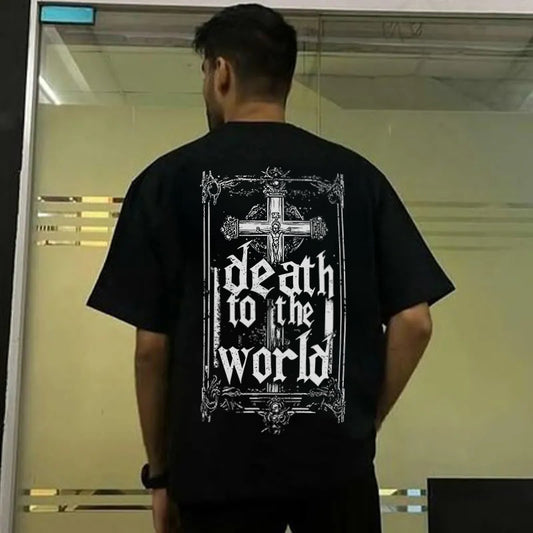 Death To The World Vintage Cross Printed Men's T-shirt