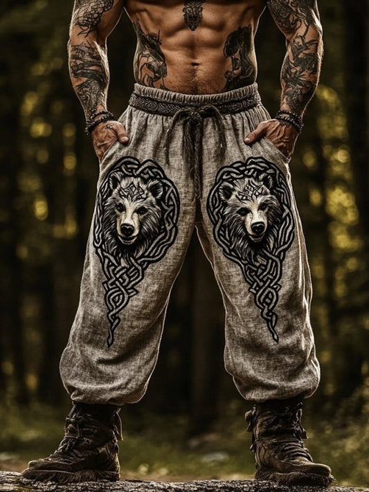 Men's Vintage Viking Celtic Bear Art Pants