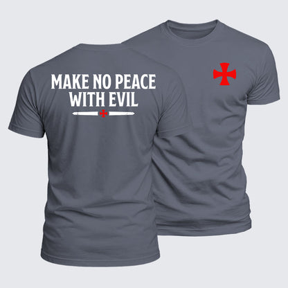 Luxe Mercerized Cotton Tee - Make No Peace with Evil Knight Templar Cross