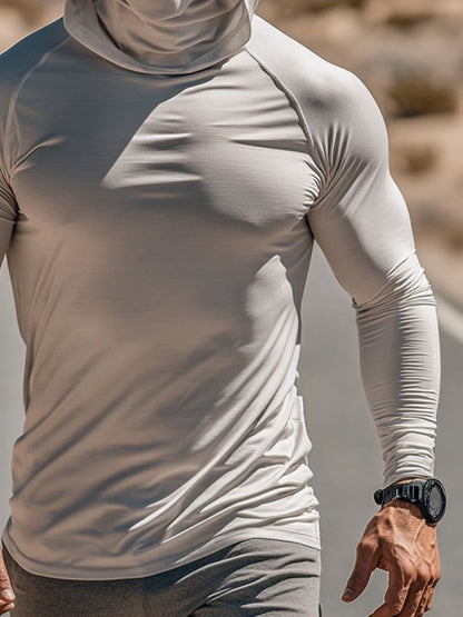 Men's Outdoor Sun Protection Breathable Cool Hooded Sun Protection Long Sleeve Top