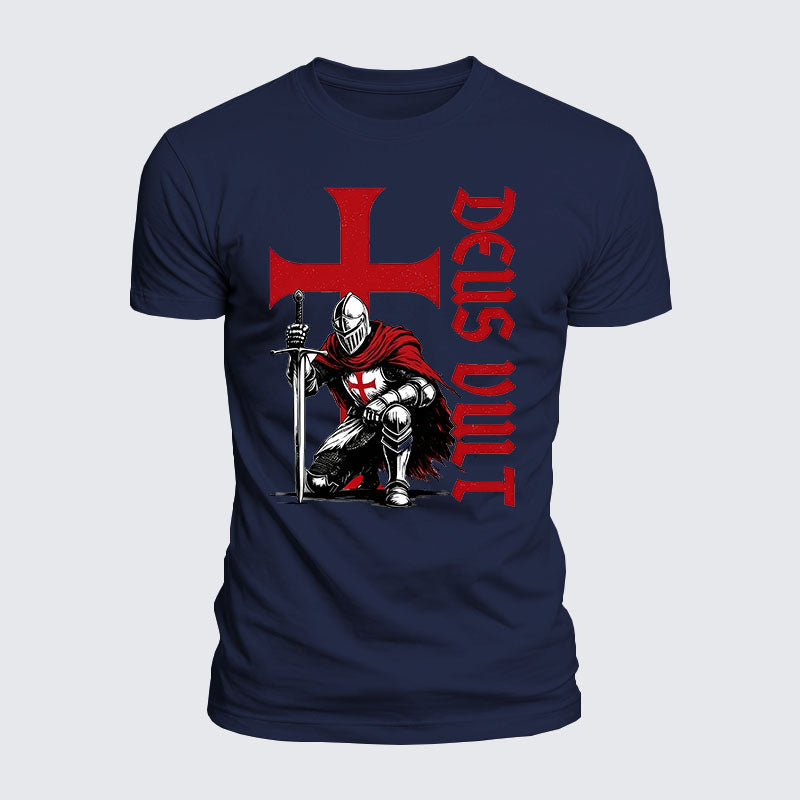 Luxe Mercerized Cotton Tee - Templar Knight Crusader Deus Vult