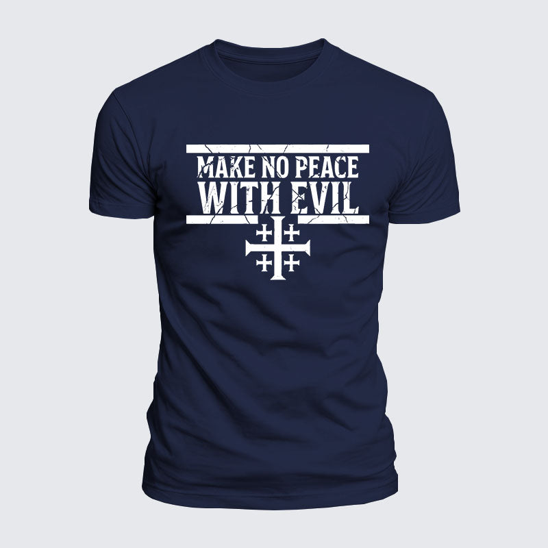 Luxe Mercerized Cotton Tee -  Make No Peace with Evil Knight Templar Jerusalem Cross