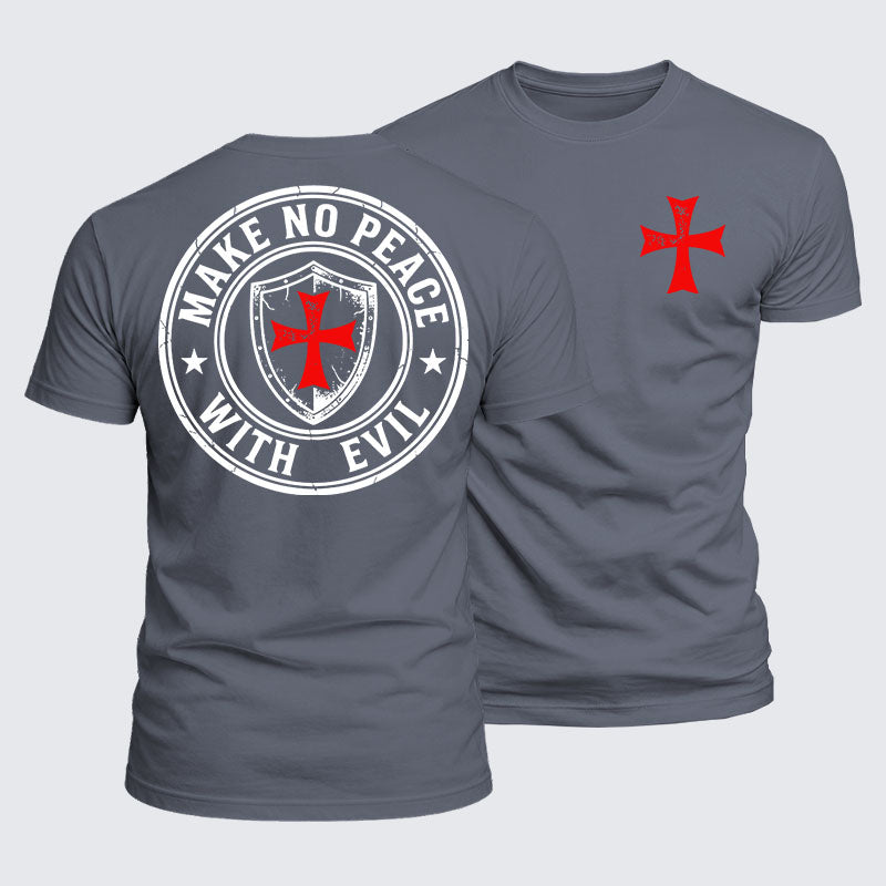 Luxe Mercerized Cotton Tee -  Make No Peace with Evil Knight Templar Jerusalem Cross
