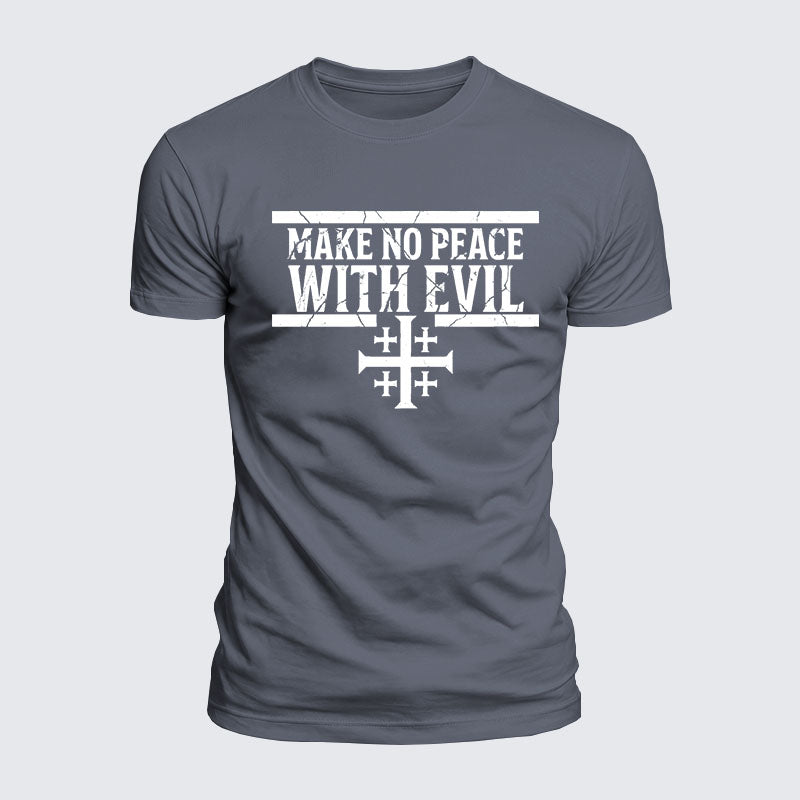 Luxe Mercerized Cotton Tee -  Make No Peace with Evil Knight Templar Jerusalem Cross