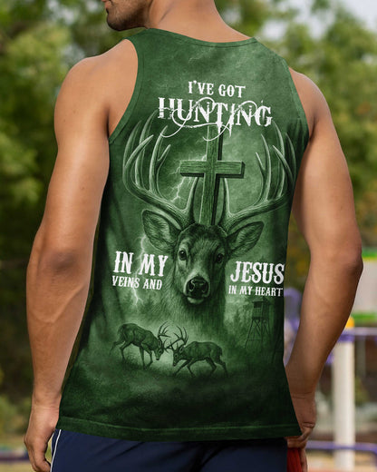 I've Got Hunting In My Veins And Jesus In My Heart Green T-Shirt