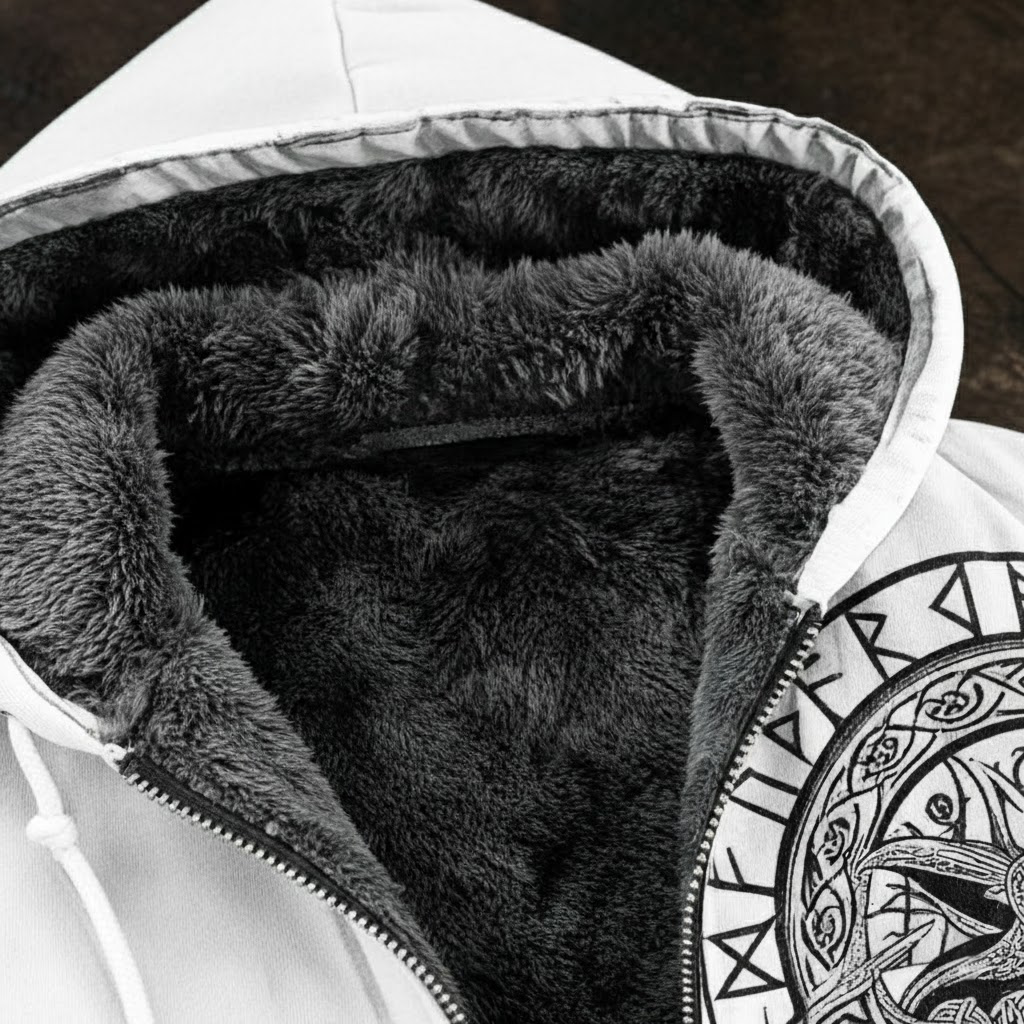 Nordic Style Viking Fleece Inner Lined Winter Hoodie