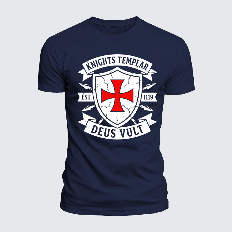 Luxe Mercerized Cotton Tee - Knights Templar Deus Vult