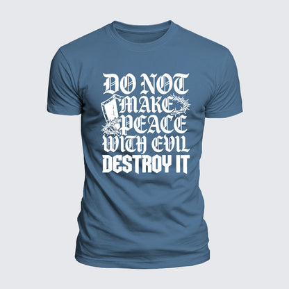 Luxe Mercerized Cotton Tee -  Make No Peace with Evil Knight Templar Jerusalem Cross