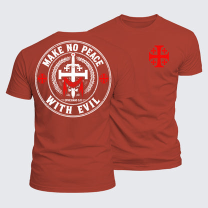 Luxe Mercerized Cotton Tee - Make No Peace with Evil Knight Templar Jerusalem Cross