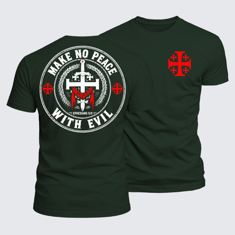 Luxe Mercerized Cotton Tee - Make No Peace with Evil Knight Templar Jerusalem Cross