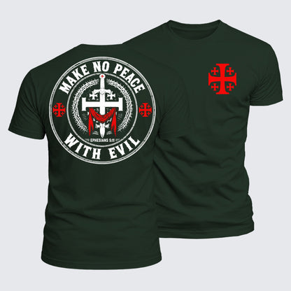 Luxe Mercerized Cotton Tee - Make No Peace with Evil Knight Templar Jerusalem Cross