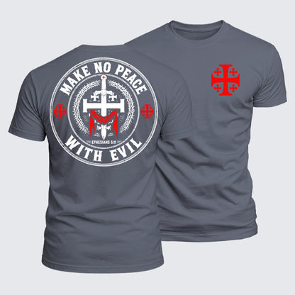 Luxe Mercerized Cotton Tee - Make No Peace with Evil Knight Templar Jerusalem Cross