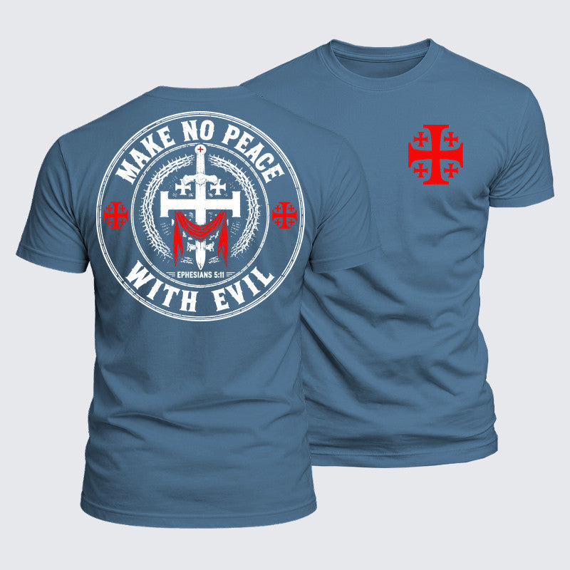 Luxe Mercerized Cotton Tee - Make No Peace with Evil Knight Templar Jerusalem Cross