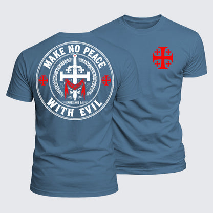 Luxe Mercerized Cotton Tee - Make No Peace with Evil Knight Templar Jerusalem Cross
