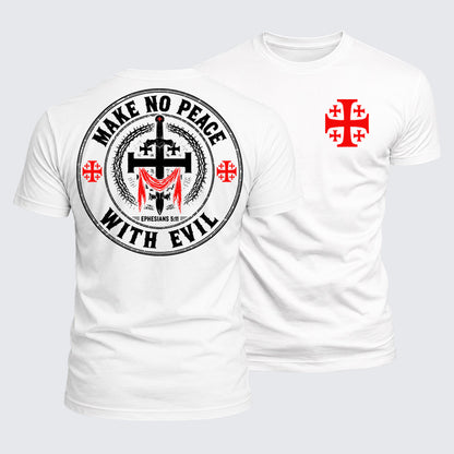 Luxe Mercerized Cotton Tee - Make No Peace with Evil Knight Templar Jerusalem Cross