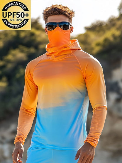 Men's Outdoor Sun Protection Breathable Cool Hooded Sun Protection Long Sleeve Top