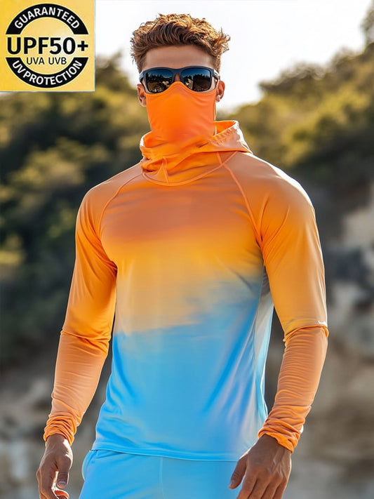 Men's Outdoor Sun Protection Breathable Cool Hooded Sun Protection Long Sleeve Top