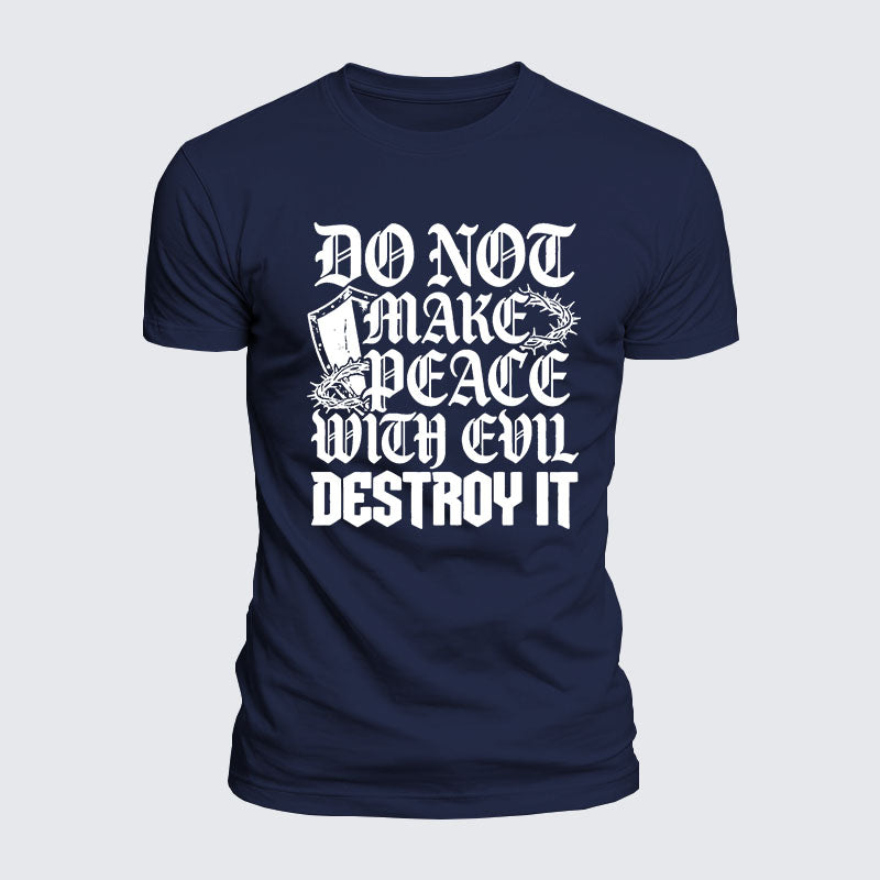 Luxe Mercerized Cotton Tee -  Make No Peace with Evil Knight Templar Jerusalem Cross