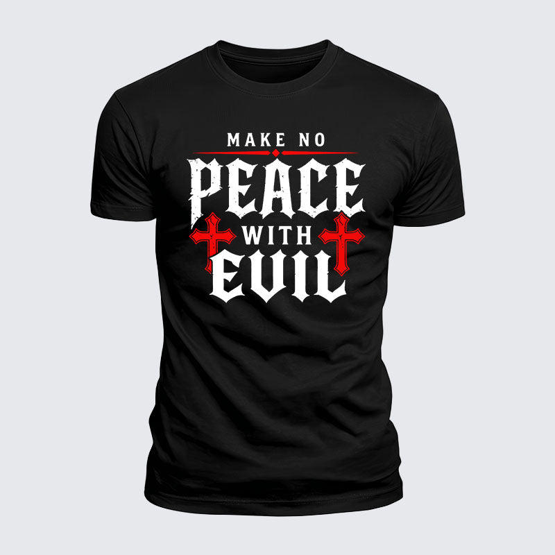 Luxe Mercerized Cotton Tee - Make No Peace with Evil Knight Templar Jerusalem Cross