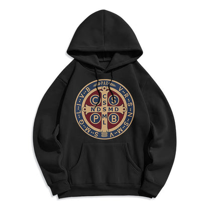 Classic Colored Style St. Benedict Protector Fleece Lined Polyester Hoodie