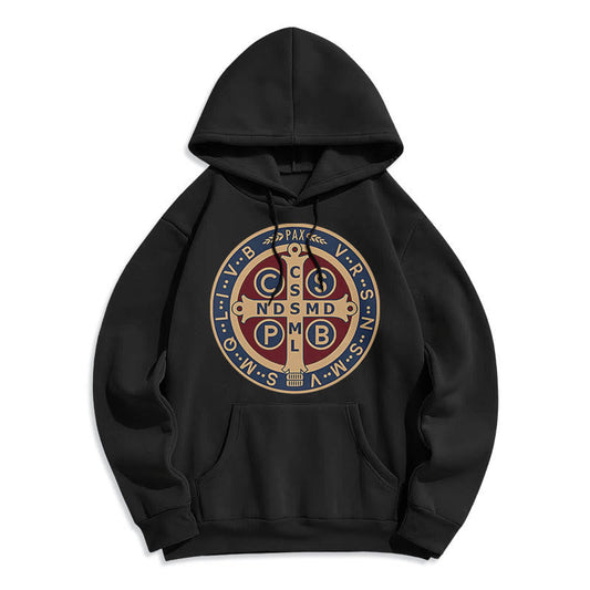 Classic Colored Style St. Benedict Protector Fleece Lined Polyester Hoodie