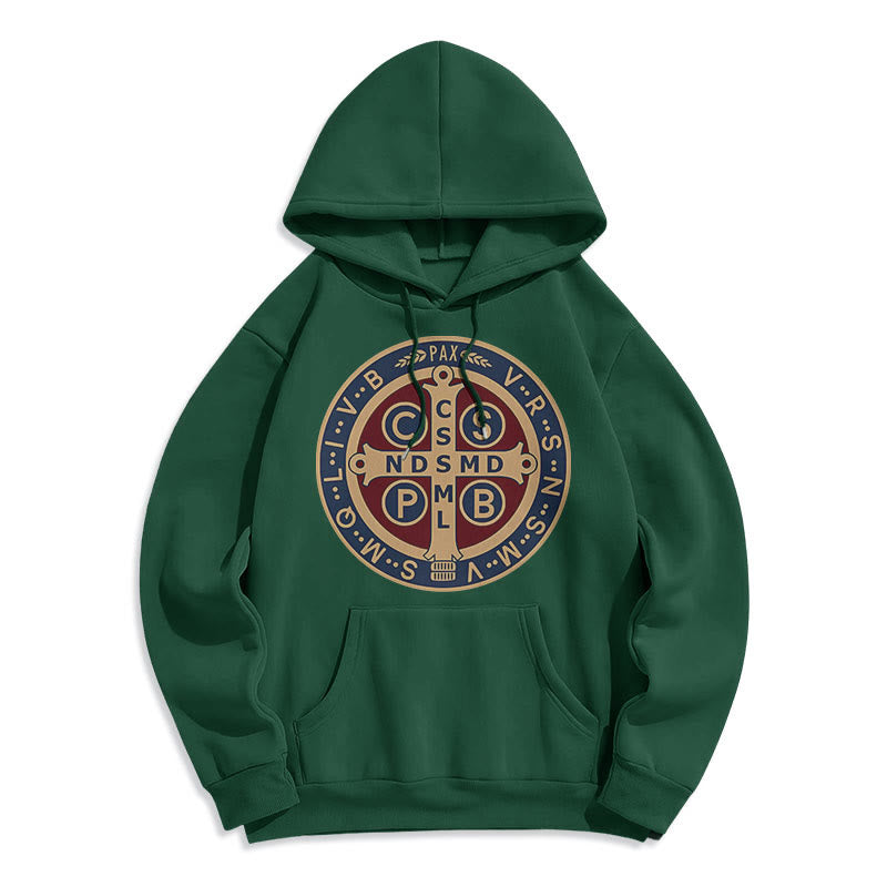 Classic Colored Style St. Benedict Protector Fleece Lined Polyester Hoodie