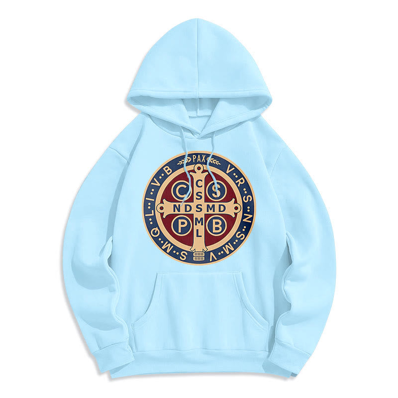 Classic Colored Style St. Benedict Protector Fleece Lined Polyester Hoodie