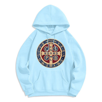 Classic Colored Style St. Benedict Protector Fleece Lined Polyester Hoodie