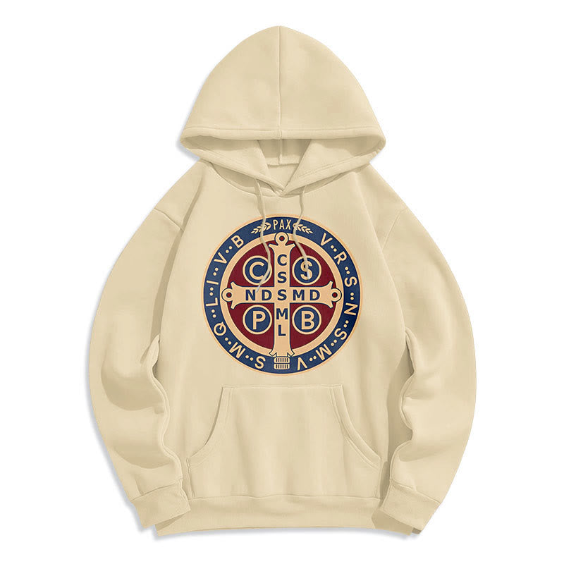 Classic Colored Style St. Benedict Protector Fleece Lined Polyester Hoodie