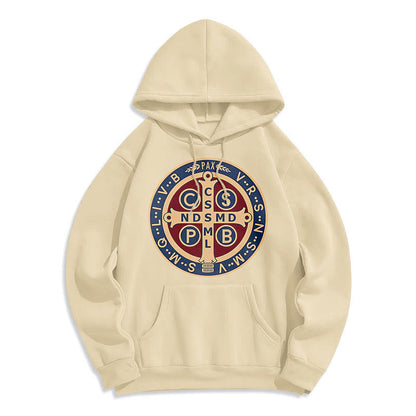 Classic Colored Style St. Benedict Protector Fleece Lined Polyester Hoodie