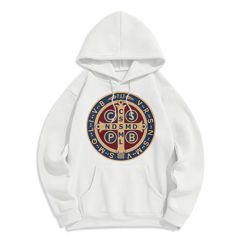 Classic Colored Style St. Benedict Protector Fleece Lined Polyester Hoodie