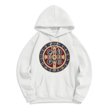 Classic Colored Style St. Benedict Protector Fleece Lined Polyester Hoodie