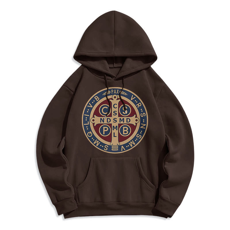 Classic Colored Style St. Benedict Protector Fleece Lined Polyester Hoodie