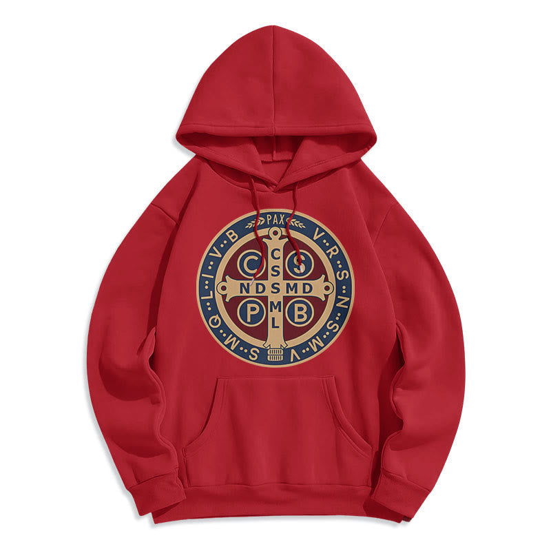 Classic Colored Style St. Benedict Protector Fleece Lined Polyester Hoodie