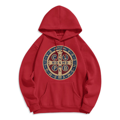 Classic Colored Style St. Benedict Protector Fleece Lined Polyester Hoodie
