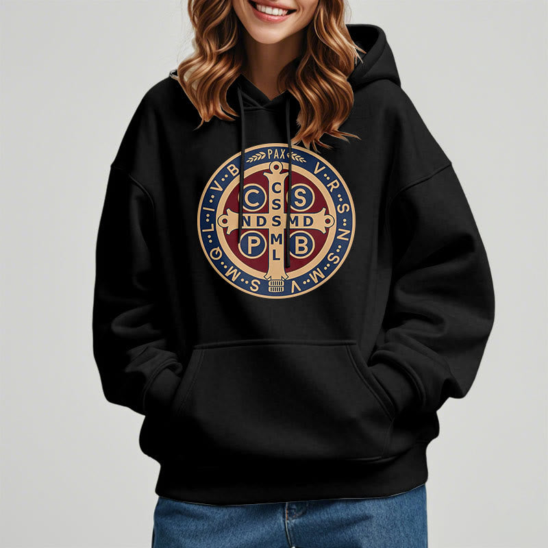 Classic Colored Style St. Benedict Protector Fleece Lined Polyester Hoodie