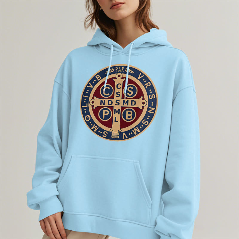 Classic Colored Style St. Benedict Protector Fleece Lined Polyester Hoodie