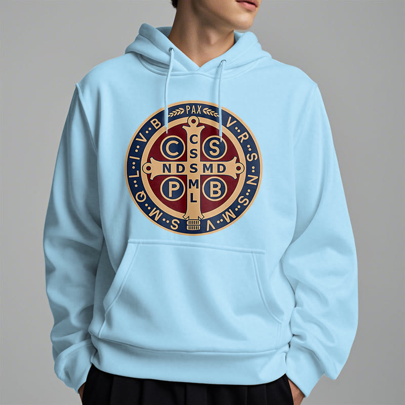 Classic Colored Style St. Benedict Protector Fleece Lined Polyester Hoodie