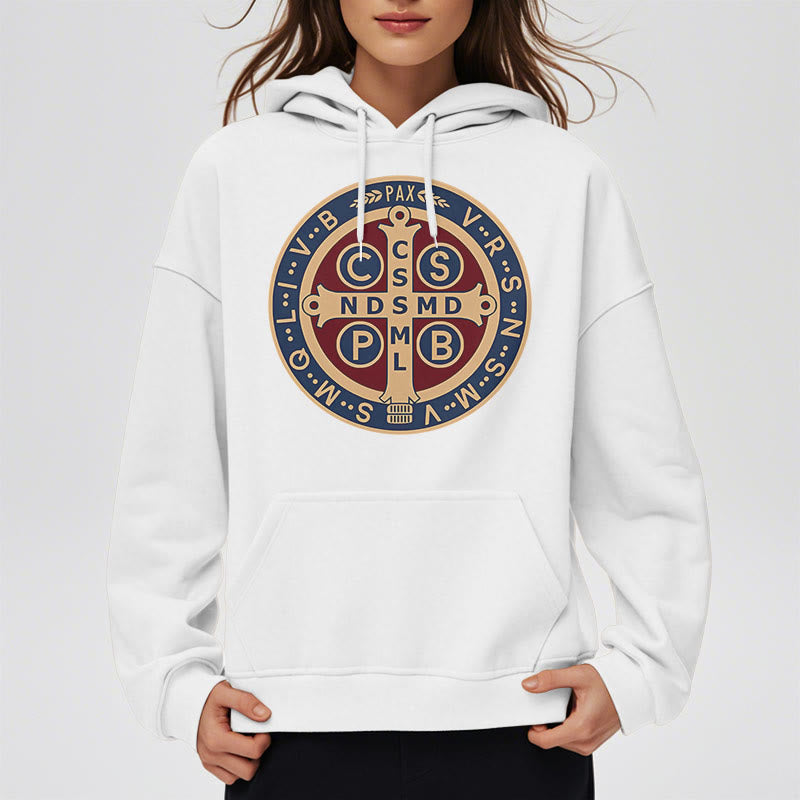 Classic Colored Style St. Benedict Protector Fleece Lined Polyester Hoodie