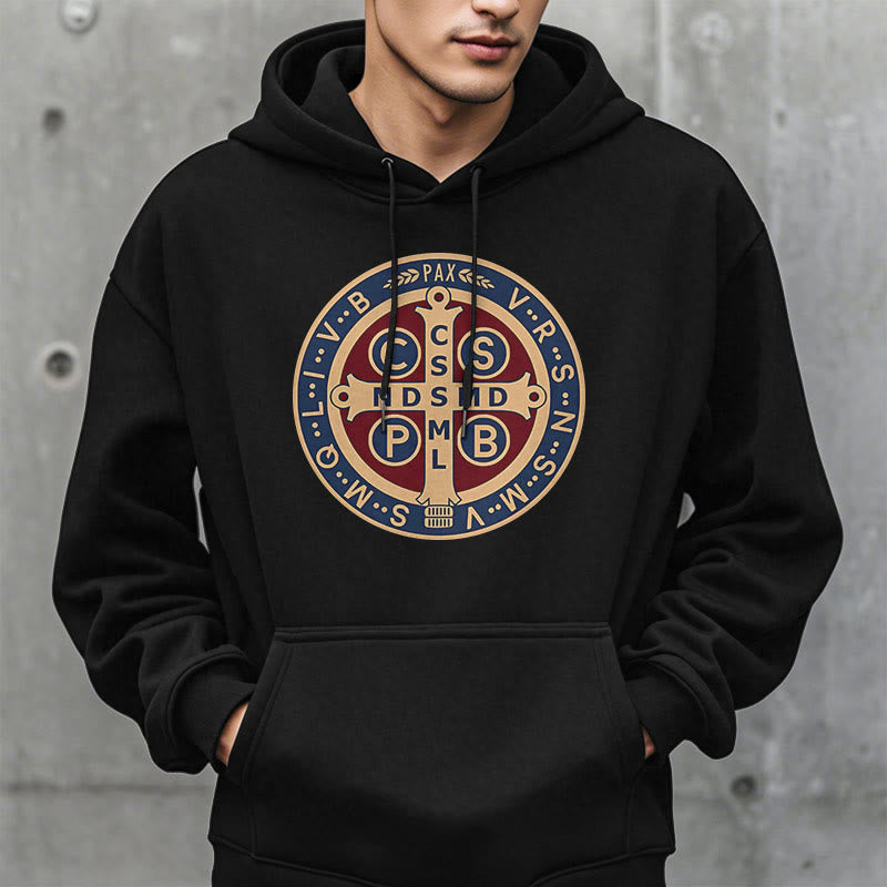 Classic Colored Style St. Benedict Protector Fleece Lined Polyester Hoodie