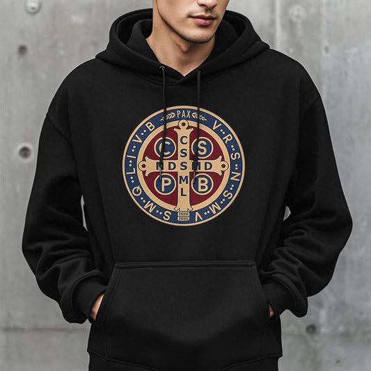Classic Colored Style St. Benedict Protector Fleece Lined Polyester Hoodie