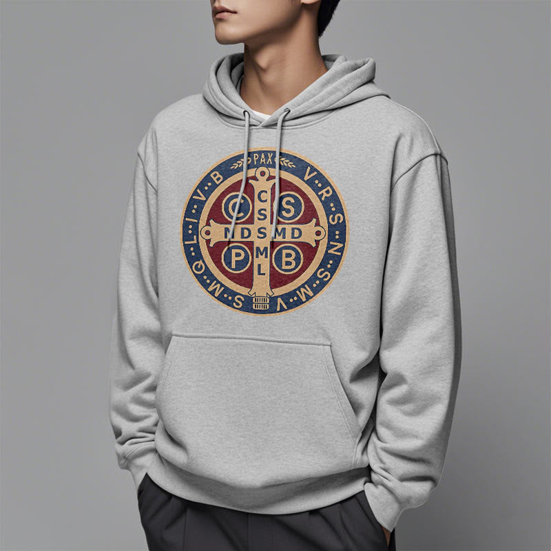 Classic Colored Style St. Benedict Protector Fleece Lined Polyester Hoodie