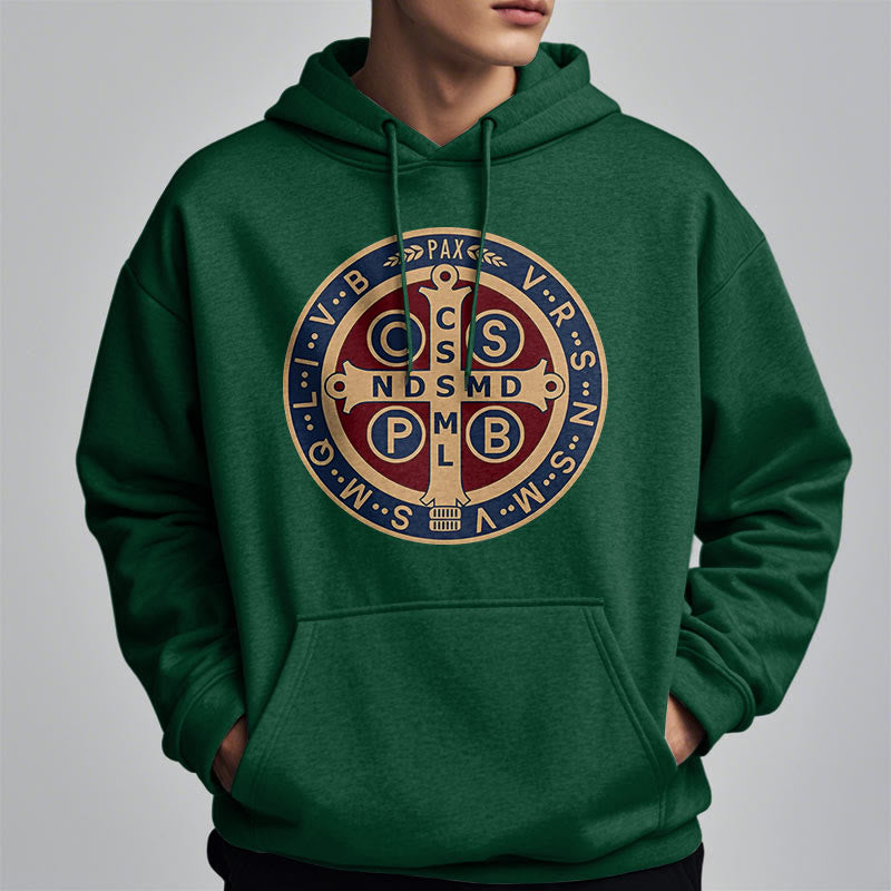 Classic Colored Style St. Benedict Protector Fleece Lined Polyester Hoodie