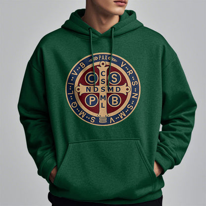 Classic Colored Style St. Benedict Protector Fleece Lined Polyester Hoodie