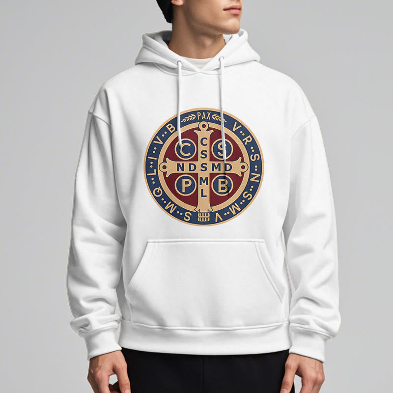 Classic Colored Style St. Benedict Protector Fleece Lined Polyester Hoodie