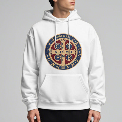 Classic Colored Style St. Benedict Protector Fleece Lined Polyester Hoodie