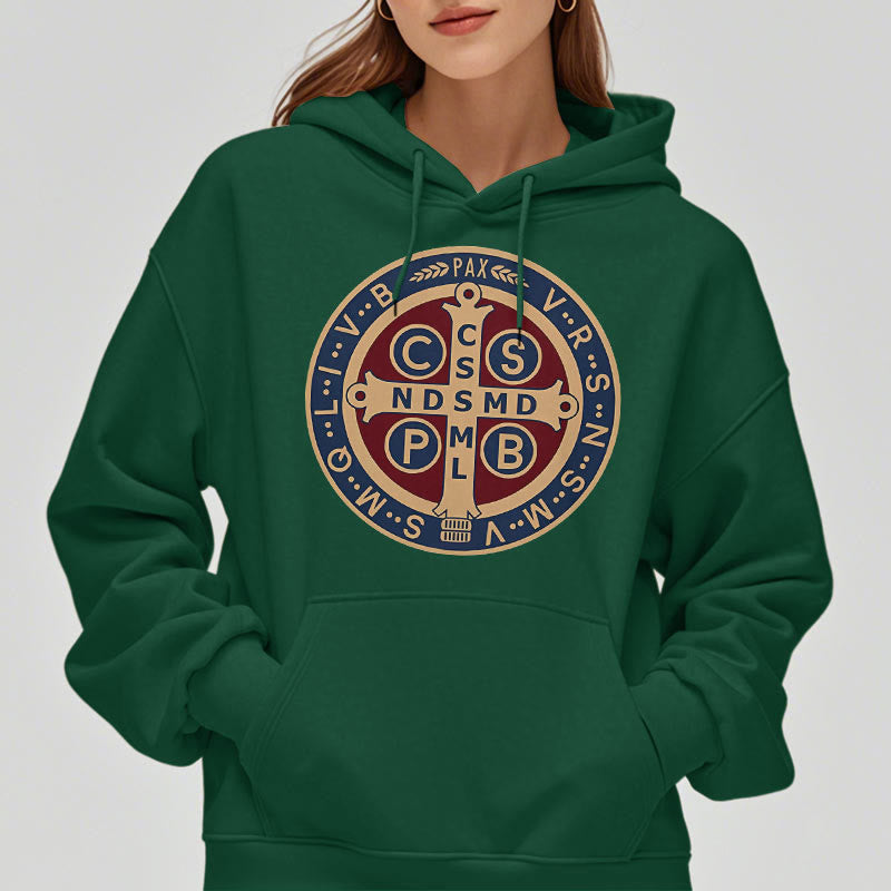 Classic Colored Style St. Benedict Protector Fleece Lined Polyester Hoodie